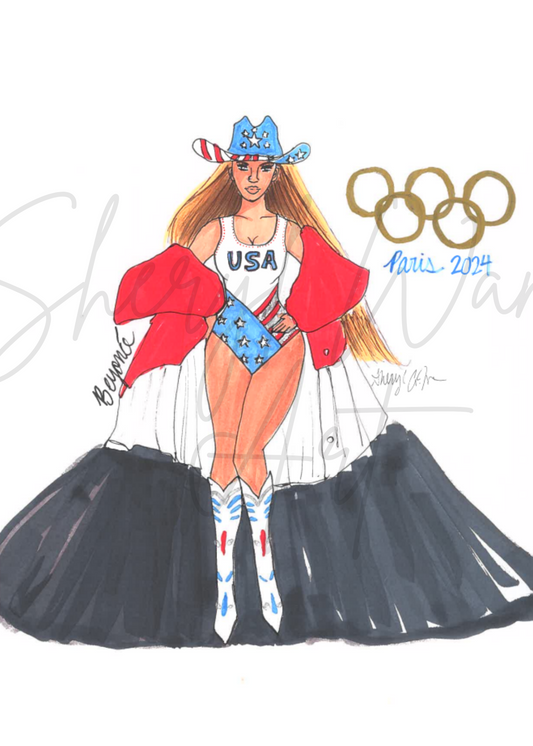 Beyoncé 2024 Paris Olympics Fashion Illustration